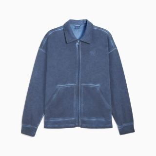 【PUMA】外套 女 運動立領外套 懷舊刷色 WASHED 歐規 藍 63527480