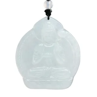 【漢石齋】天然翡翠A貨 觀音玉佩吊墜 冰糯種(41*47*6mm)