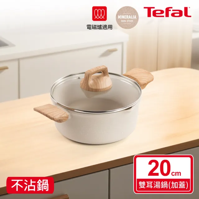 【Tefal 特福】暖暖系列20CM不沾鍋雙耳湯鍋-加蓋(IH爐可用鍋/電磁爐適用)