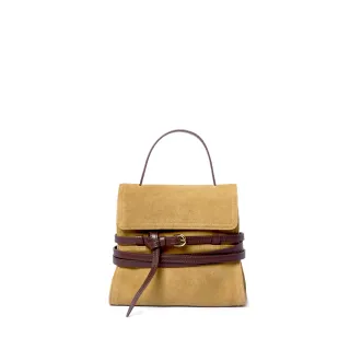 【PEPPER’S】交換禮物 限量1 麂皮翻蓋手提兩用包 - 亞麻棕