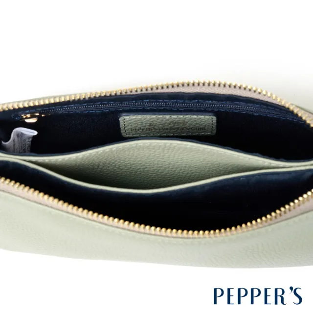 【PEPPER’S】交換禮物 CUBE 真皮雙層拉鍊隨身小包 - 薄荷綠/午夜藍(隨身小包 真皮)