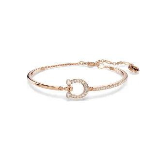 【SWAROVSKI 施華洛世奇】Symbolica 手鐲密鑲 馬蹄鐵 白色 鍍玫瑰金色調