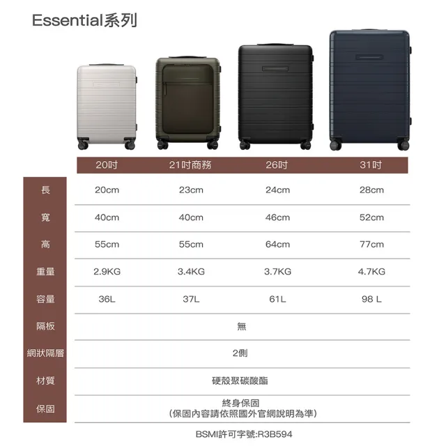 【HORIZN STUDIOS】21吋 ESSENTIAL 商務登機箱 M5(多色可選)