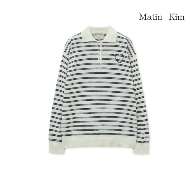 【MATIN KIM】官方旗艦 心形LOGO翻領條紋上衣(多)