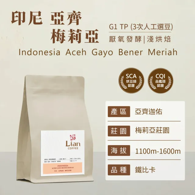 【戀】印尼 亞齊迦佑 梅莉亞莊園 鐵筆卡 G1 TP 厭氧發酵處理 淺焙精品咖啡豆(227g/袋)