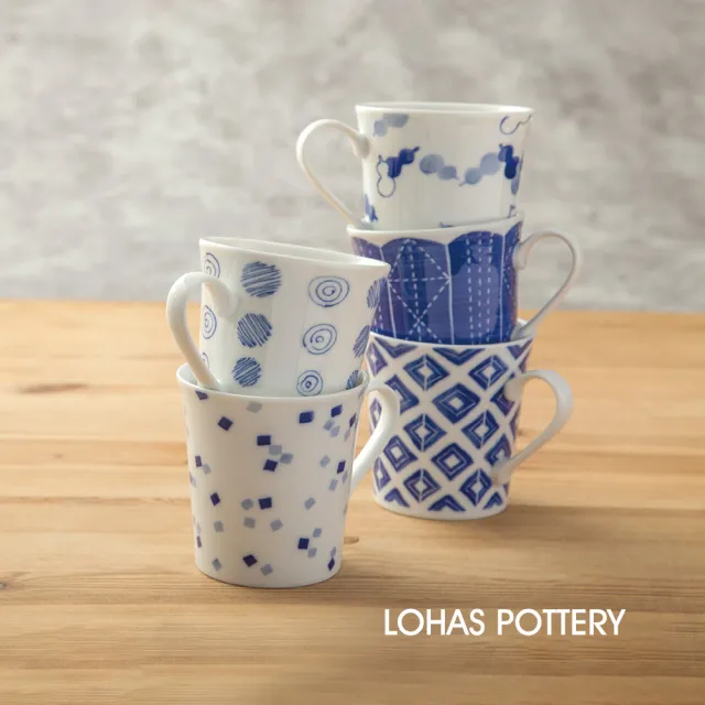 【LohasPottery 陸寶】日本製 美濃燒 日式白瓷 330ml 馬克杯(五入超值組｜紋樣任選)
