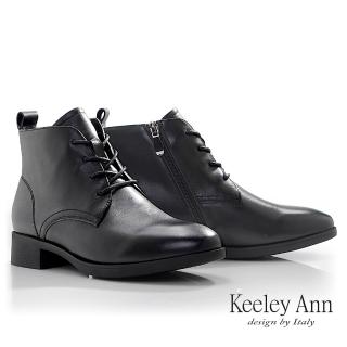 【Keeley Ann】牛皮綁帶牛津短靴(黑色587423110)