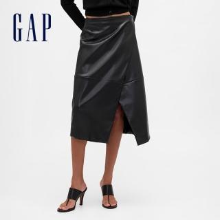 【GAP】女裝 鬆緊中長裙-黑色(842792)