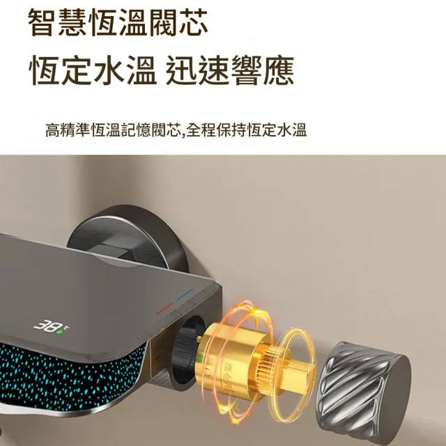 【RTAKO】全銅淋浴花灑套裝 淋浴噴頭 洗浴花灑組(增壓淋浴器 四擋按鍵花灑 淋浴頂噴 衛生間淋浴柱)