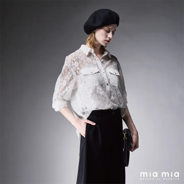 【mia mia】蕾絲雙貼袋排釦上衣