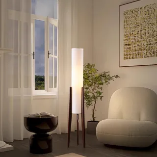 【諾必行】客廳沙發旁全光譜護眼落地燈(氛圍燈 led立燈 場景燈 實木工藝 可接天貓精靈)