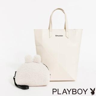 【PLAYBOY】托特包附長背帶 Geometric Rabbit Shadowr系列(米色)