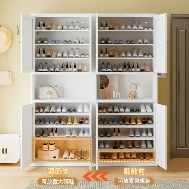 【銘利萊】家用鋼製鞋櫃 入☆玄關一體落地鞋櫃 多層防塵鞋架 靠牆大容量收納櫃(雙門 上鐵下鐵 80*35*200)