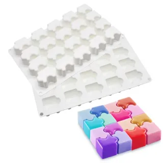 【創意甜品】DIY20連拼圖烘焙模具(慕斯蛋糕 輔食盒 保鮮盒 造型製冰模具  蛋糕模 巧克力  手工皂 廚房)