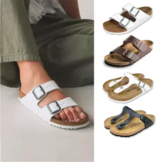 【BIRKENSTOCK 勃肯】雙帶扣環 夾腳 合成皮露趾拖鞋 男女 一般寬平底休閒百搭涼鞋