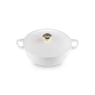 【Le Creuset】琺瑯鑄鐵鍋媽咪鍋22cm(星塵之光 棉花白)