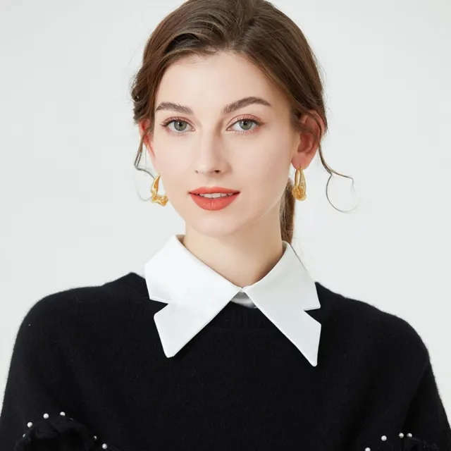 【米蘭精品】極速出貨 假領子襯衫領片(白大尖領俐落剪裁女裝配件74ko59)