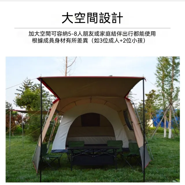 【KXM】兩室一廳戶外露營帳篷(防風/防曬/防水 6-8人用)