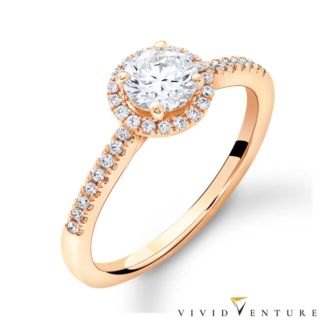 【Vividventure 亞帝芬奇】GIA 30分 FSI2 3VG 八心八箭 天然鑽石 真鑽 戒指 唯美(14K玫瑰金台)