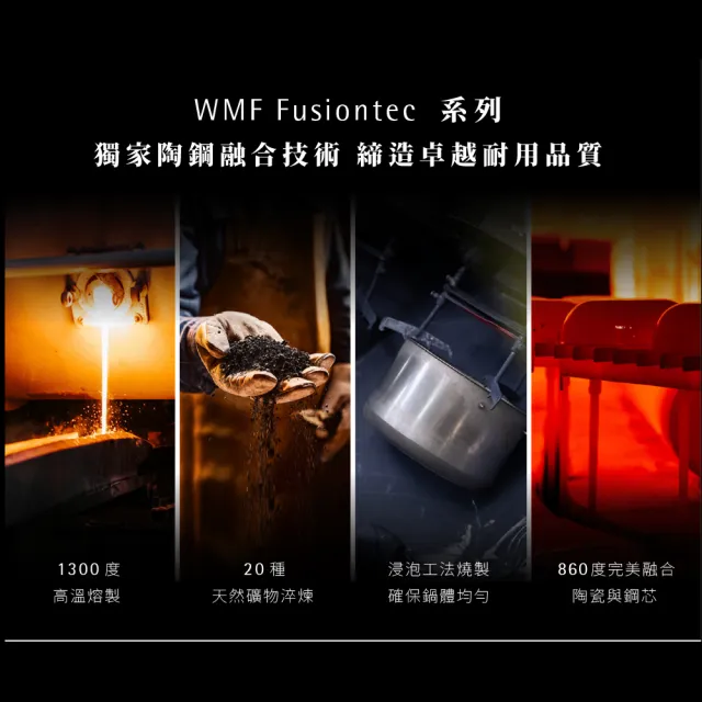 【WMF】德國製FUSIONTEC MINERAL 平底鍋 24CM(鉑金色/陶晶鍋)