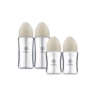 【Simba 小獅王辛巴官方直營】新生適用-蘊蜜質金玻璃寬口防脹氣奶瓶經典組(2大2小)