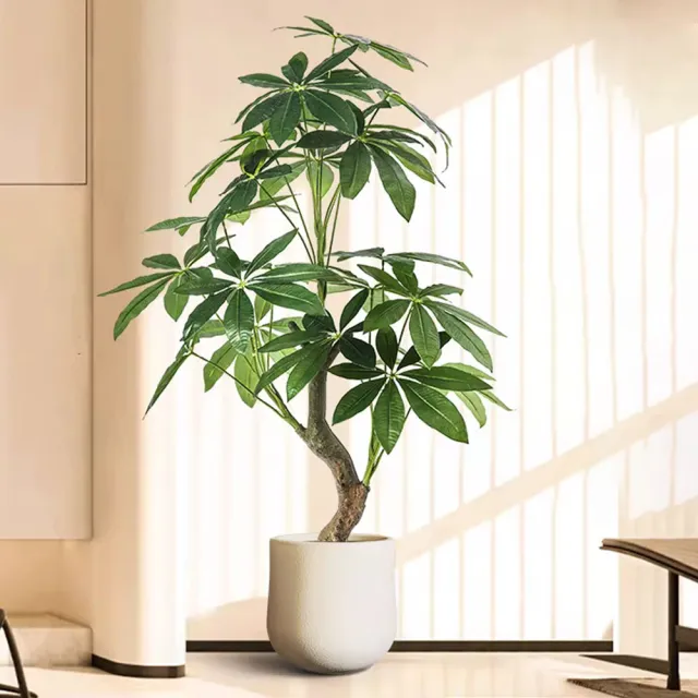 【諾必行】客廳輕奢仿真發財樹綠植(120cm假盆栽 假樹 仿生植物 擺件造景 假花)