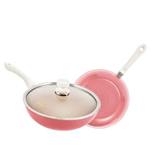 【HAPPYCALL】強化白陶IH鍛造不沾鍋雙鍋組-30cm(30cm平底鍋/深炒鍋/鍋蓋 電磁爐適用)