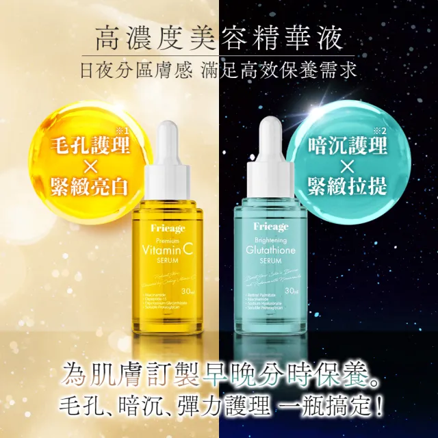 【Frieage 芙亮綺】高濃縮穀胱甘肽精華30mLx3(暗沉護理/緊緻拉提/預防色斑/菸鹼醯胺/麴酸)