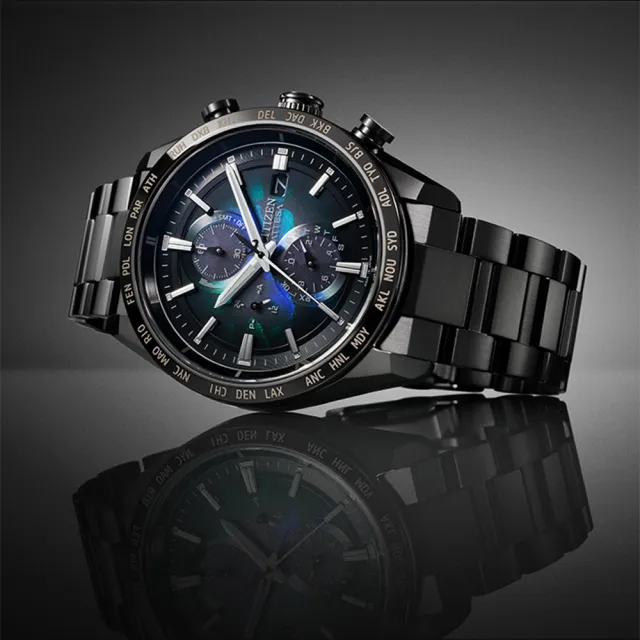 【CITIZEN 星辰】GENTS系列 宇宙幻彩限定款 光動能電波鈦金屬腕錶42mm  禮物  手錶(AT8286-65E)