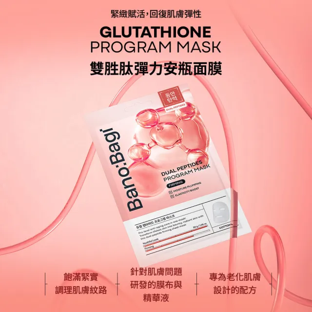 【BANOBAGI】官方直營 雙胜肽彈力安瓶面膜 30g x5入/盒(韓國 院線級安瓶精華 緊緻 腹活 抗衰老 撫紋)
