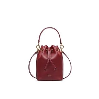 【BALLY】官方直送 BALLY CODE 深酒紅女士斜背真皮水桶包