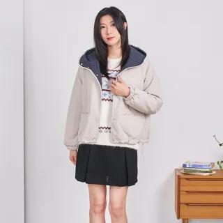 【H2O】連帽格紋防風外套(#5663105 連帽外套、鋪棉外套；米灰色/深藍色)