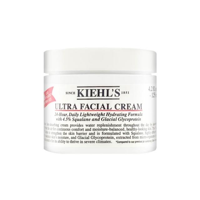 Kiehls契爾氏 冰河醣蛋白保濕霜125ml 是一款專櫃級保濕乳霜，適合各種膚質使用，特別是乾燥肌。全新升級版配方，富含冰河醣蛋白成分，能有效提升肌膚保濕力與修護功能，讓肌膚保持水潤柔滑。商品為平行輸入，無外盒、無封膜、無說明書，請見諒。儲存期限三年，製造日期請詳見包裝。使用前請注意是否過敏，如有不適請立即停用並諮詢醫師。