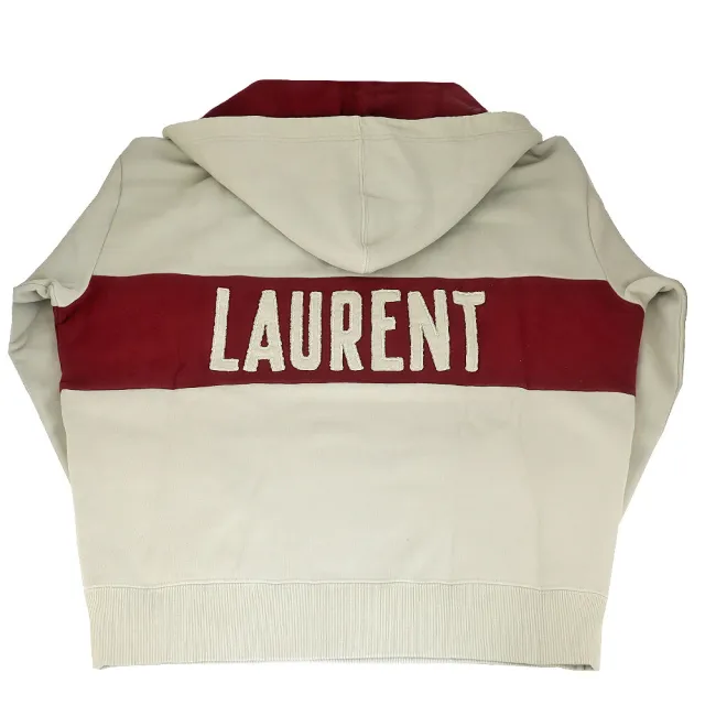 【YSL】縫線標誌連帽T恤(米白色/M)