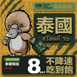 【鴨嘴獸 旅遊網絡卡】Travel sim 泰國8天 喫到飽上網絡卡(泰國上網絡卡 泰國旅遊卡 泰國上網絡卡)