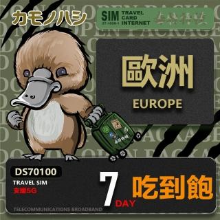 【鴨嘴獸 旅遊網絡卡】Travel Sim 歐洲7天喫到飽(歐洲上網絡卡 歐洲網絡卡 喫到飽網絡卡)