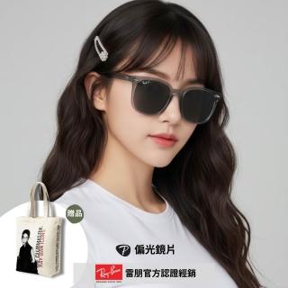 【RayBan 雷朋】時尚大鏡面偏光抗UV太陽眼鏡(RB4401D 659981 透灰框抗UV深灰偏光鏡片)