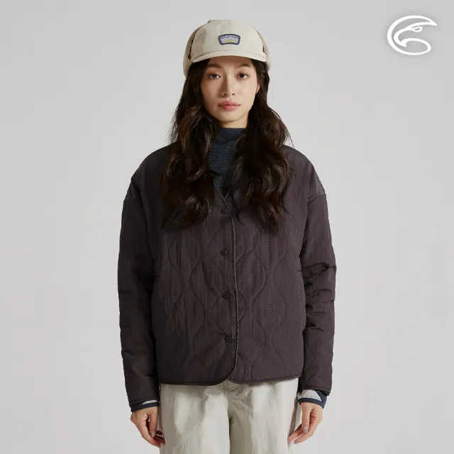 【ADISI】女SMAWARM海洋溫控超撥水絎縫V領外套 AJ2521055 宇宙黑(防潑水 蚵技棉 抗靜電 保暖 無領外套)