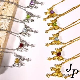 【Jpqueen】心動蝴蝶結流蘇水晶石拉絲工藝項鍊(10款可選)