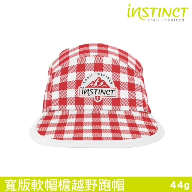 【Instinct Trail】寬版軟帽檐越野跑帽 紅白格 Endurance Wide(野跑 路跑 跑步 登山 健行 透氣 遮陽 輕量)