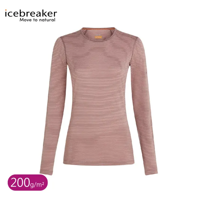 【Icebreaker】女 Oasis 圓領長袖上衣BF200《藕粉/淡裸粉》104375/排汗衣/羊毛長T/發熱衣