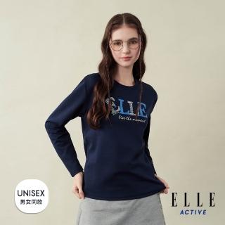 【ELLE ACTIVE】男女同款 印花LOGO長袖T恤-深藍色(EA25A2F1702#39)