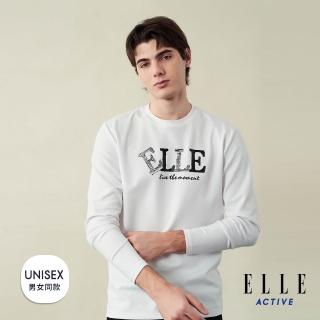 【ELLE ACTIVE】男女同款 印花LOGO長袖T恤-白色(EA25A2F1702#90)