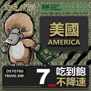 【platypus 鴨嘴獸】Travel Sim 美國 7天 喫到飽不降速 上網絡卡(喫到飽網絡卡 上網絡卡 旅遊卡 漫遊卡)