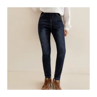 【OB 嚴選】率性刷色內刷毛腰鬆緊合身牛仔褲 《BA7976》