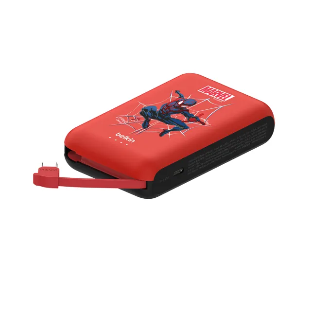 【BELKIN】BoostCharge 20W自帶USB-C線快充行動電源_10000mAh_漫威-蜘蛛人(BPB021qcBR-DY)