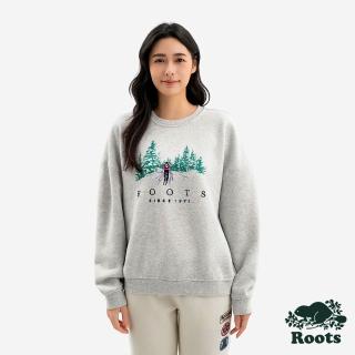 【Roots】Roots女裝- ALPINE GOODS LANDSCAPE 圓領上衣(白麻灰)