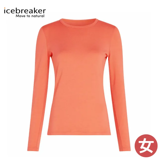 【Icebreaker】女 Core Heavyweight 圓領長袖上衣《珊瑚粉橘》IB0A575G/登山/底層衣
