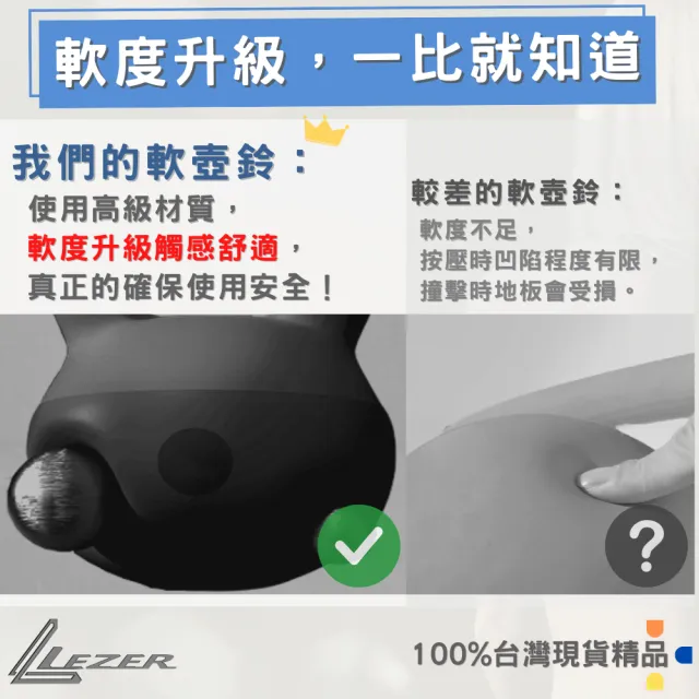 【LEZER】12公斤 軟式壺鈴(安全軟殼 保護地板 環保材質)