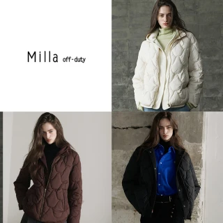 Milla鬆弛感微弧絎縫連帽鋪棉外套